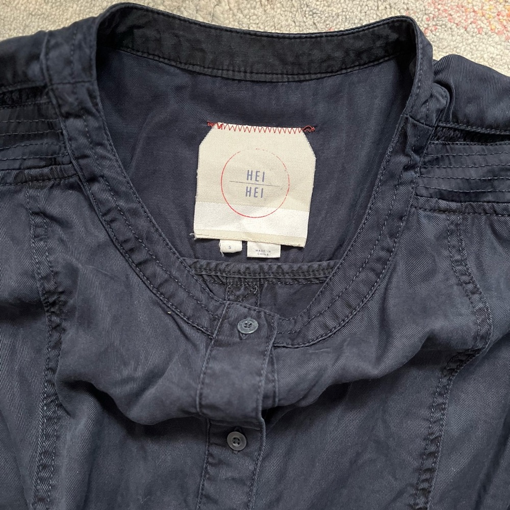 HEI HEI Navy Blue Sleeveless Jumpsuit with elastic waist and tie- so cute! - Picture 4 of 11